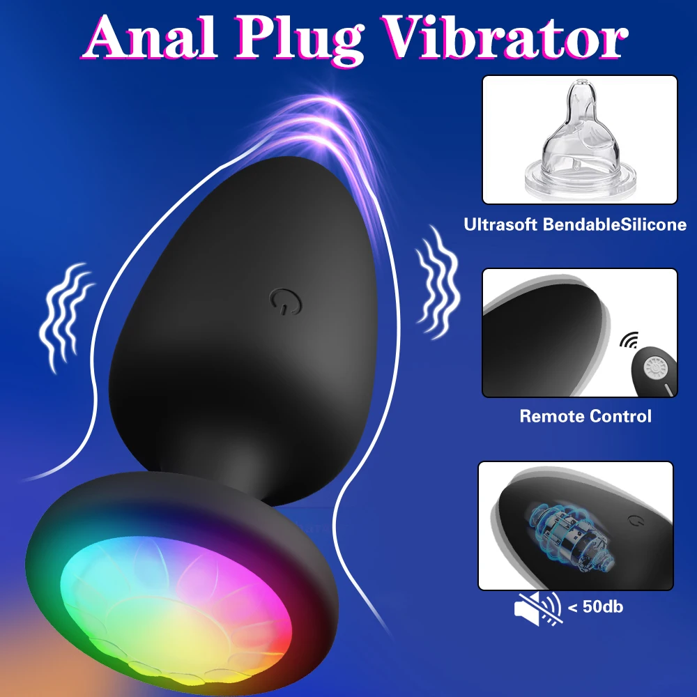 LED Colorful Light Butt Plug for Women Men Anal Plug Vibrator Prostate Massager Adults Sex Toys Wireless Remote Control Buttplug 3