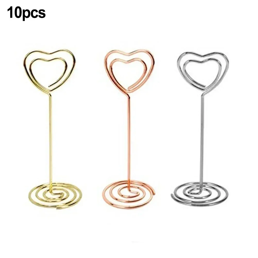 10PCS Heart Shape Metal Memo Holder Table Placecard Holder Photo Clip Card Holders Clip Table Number Stand Wedding Desktop Decor