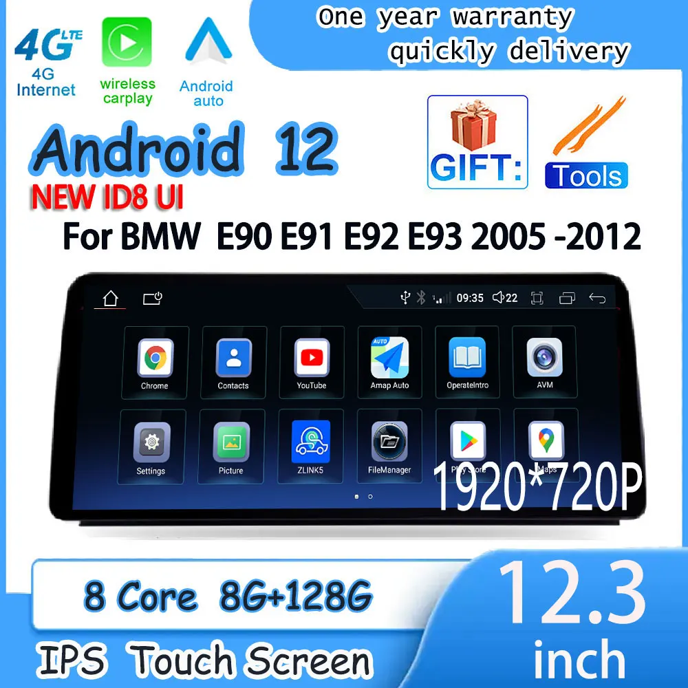 Ccc Cic 12.3 Inch Wireless Carplay Multimedia Radio For Bmw E90 E91 E92