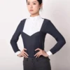 Women's Equestrian Long Sleeve Riding Top Show Shirt Patchwork Design Sleeve Riding T-Shirts Competition Equestrian Polo Shirts 3