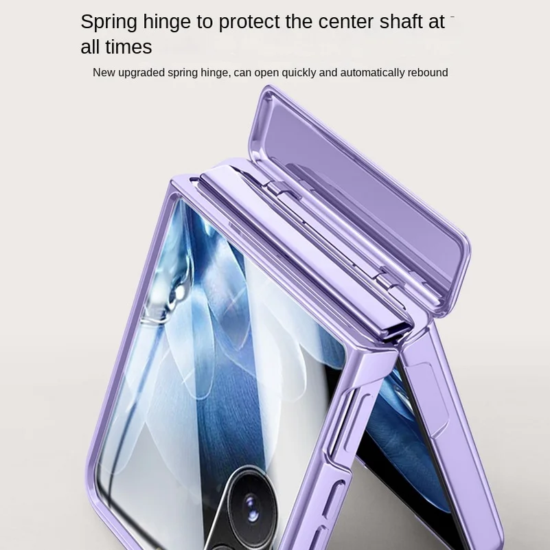Tempered Glass Protective Case with Spring Hinge and All-Inclusive Camera Protection