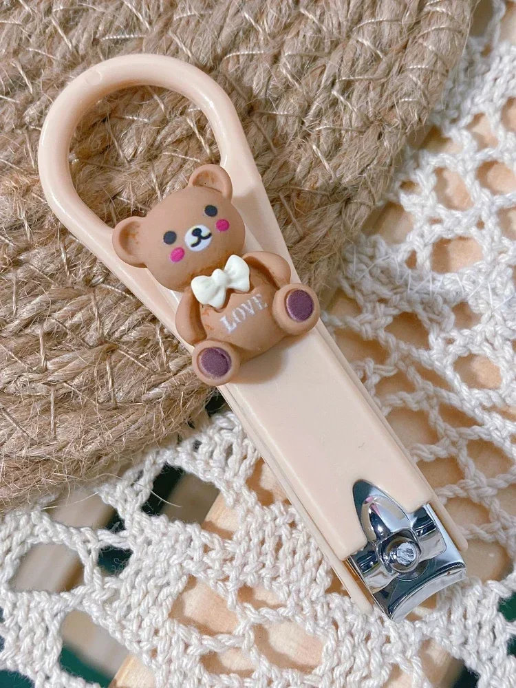 Cute Cartoon Bear Bunny Nail Clippers Anti Splash Nail Trimmer Baby Care Accessories Manicure Tools