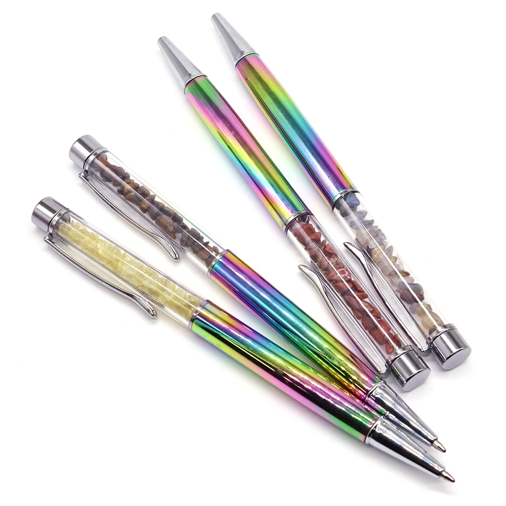 다채로운 크리스탈 볼펜, 금속 스타일러스 터치 펜, 쓰기 문구류, 사무용품, 천연석 공예, 크리스마스 선물