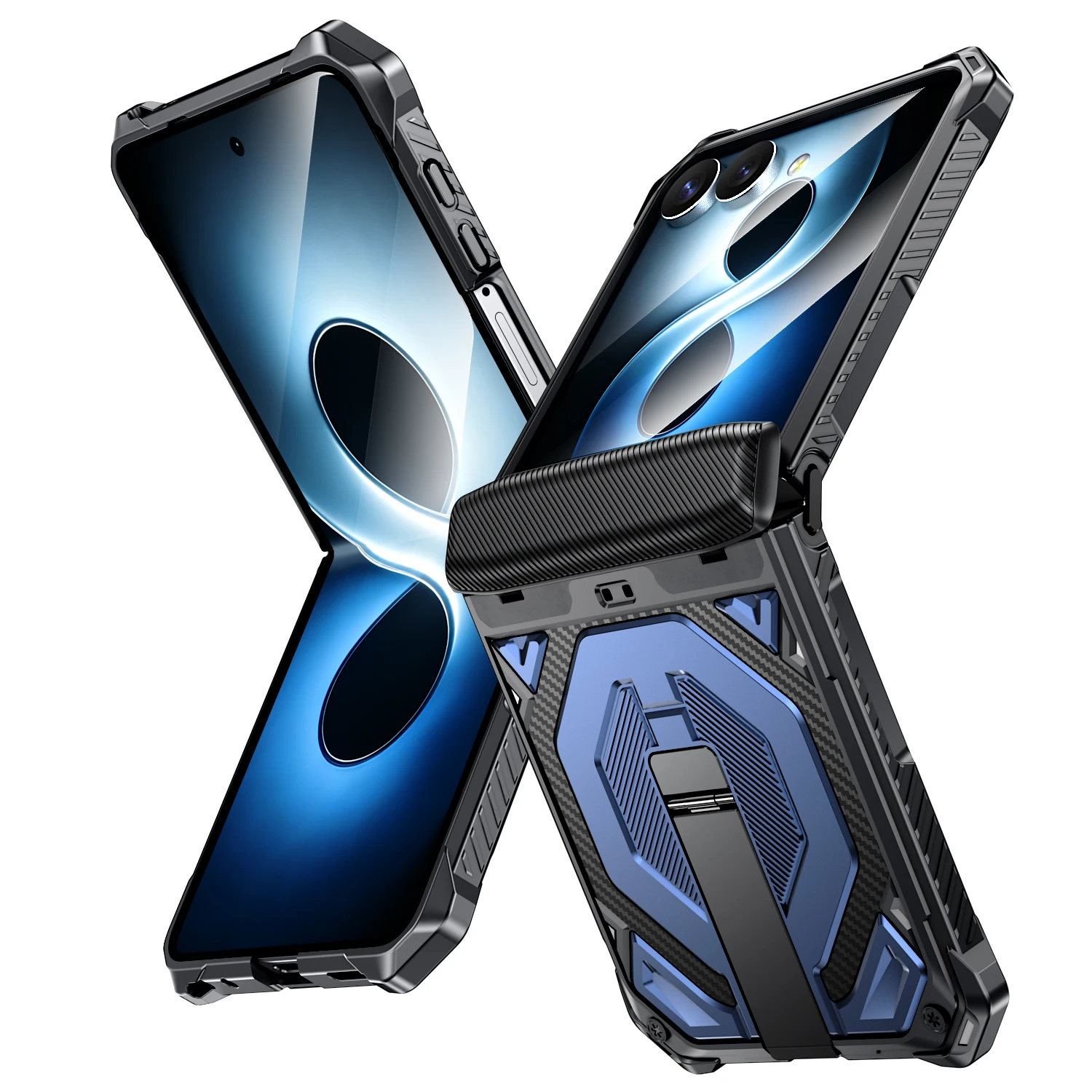 Rugged Shockproof Phone Case with Magnetic Stand and Hinge Protection