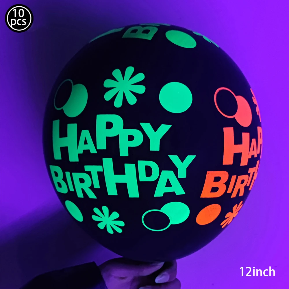 Fluorescent Green Neon Party Balloons - UV Glow Birthday Decorations Set
