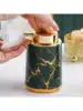 400ml Light Luxury Ceramic Marble Texture Refillable Press Mousse Foaming Soap Dispenser For Bottling, Filling Facial Cleanser 5
