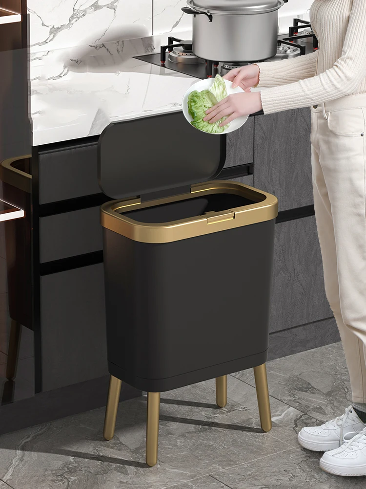 $3 Trash Can Revamp - Black & Gold Office - Polished Habitat