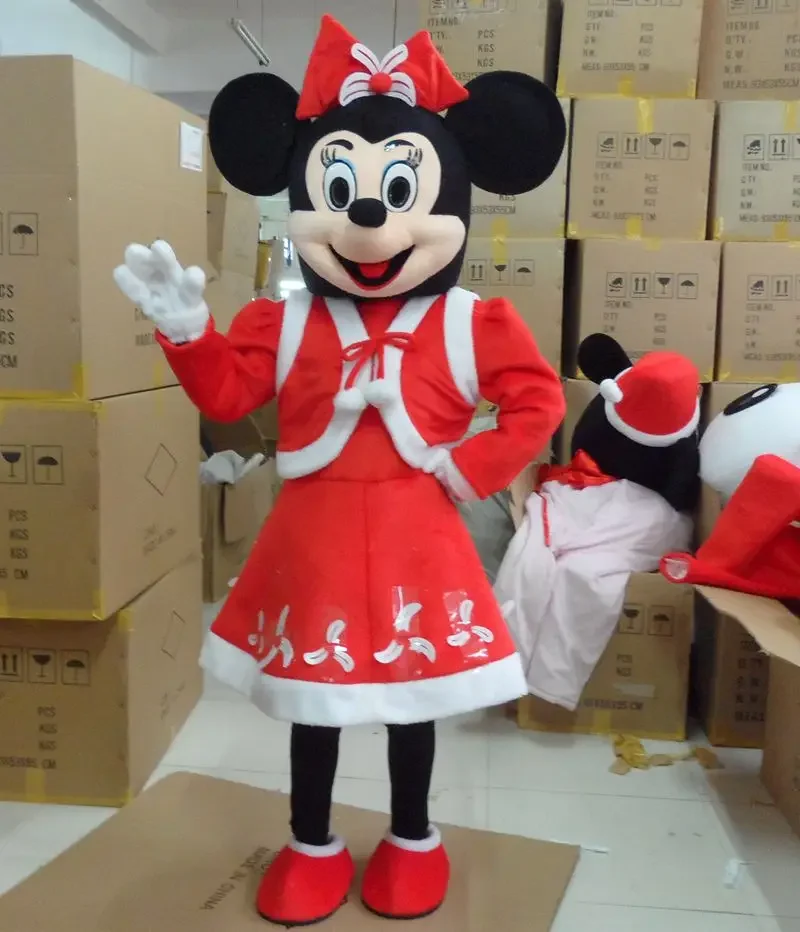 Cos Christmas Mouse Boy Mickey Mouse Girl Minnie Cartoon character Mascot Costume Advertising Fancy Dress Party Animal carnival 3