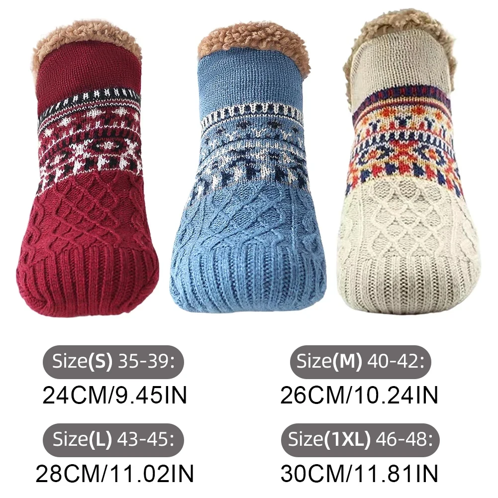 Thermal Fleece Slipper Socks for Men & Women – Thick Warm Non-Slip Indoor Socks, Cozy Christmas Gift for Adults