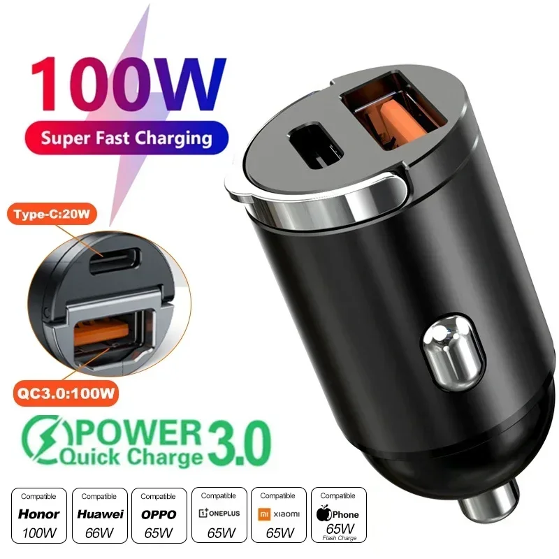 ตัวเลือกสินค้า USB-C ชาร์จเร็ว 100W สำหรับรถยนต์ 12-24V