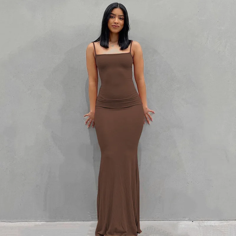 Satin Slip Sleeveless Backless Slim Sexy Maxi Dress Women Party Y2K Concise Bodycon Elegant Clothing 2022 Spring Skinny Dress maternity dresses Dresses