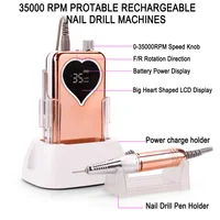 Nail Drill Rechargeable For Manicure drill para unas 35000 RPM Heart Portable Desktop Coldless Adjust Speed Low Noise Nail Drill 2