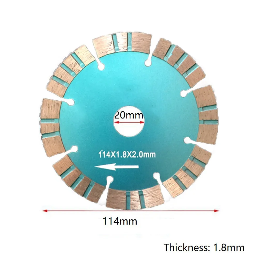 

1pc Diamond Saw Blade 114*20mm*1.8mm Lake Green With Mouthguard Dry Granite Quartz Marble Stone Concrete Tiles Cutting Discs