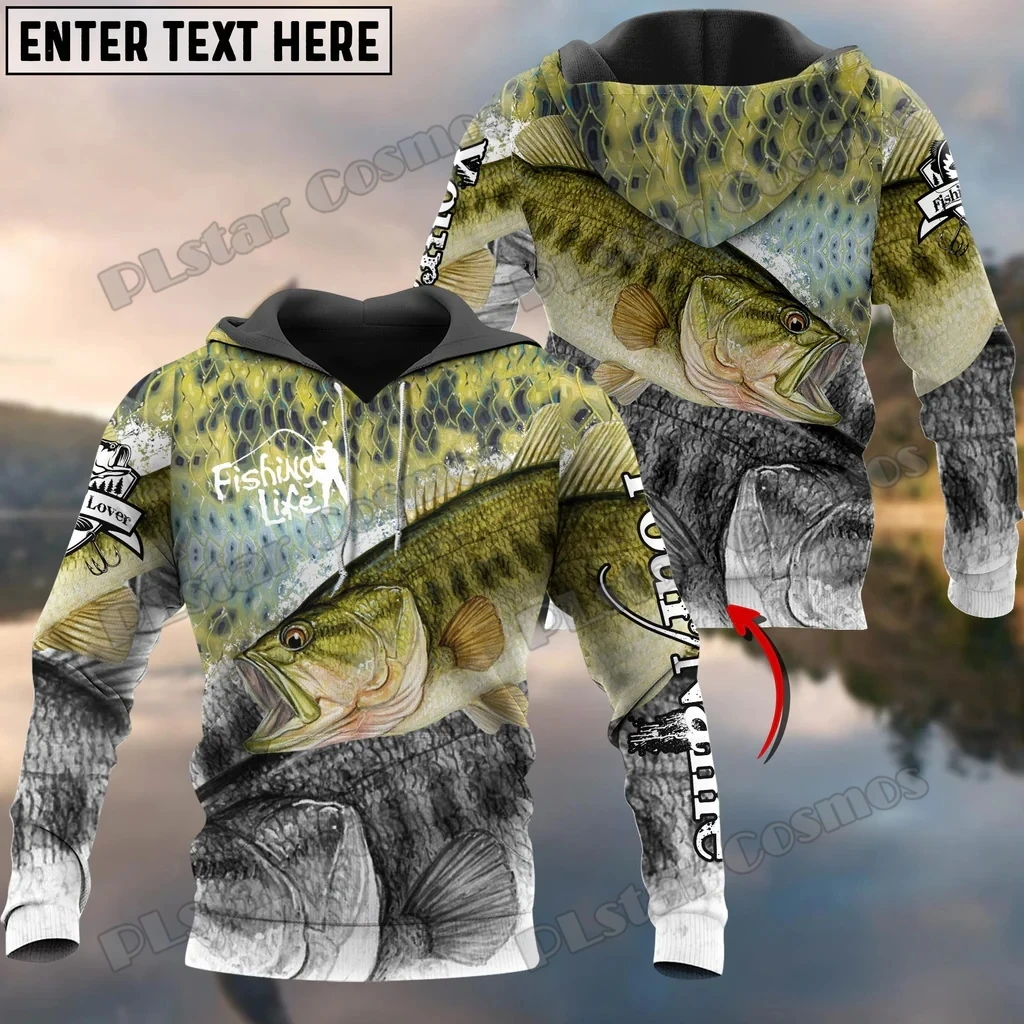 Bass Fishing & Marlin Fishing Skin Customize Name 3D Printed Men's Fashion Hoodies Autumn Unisex Casual Hooded Pullover QDY63