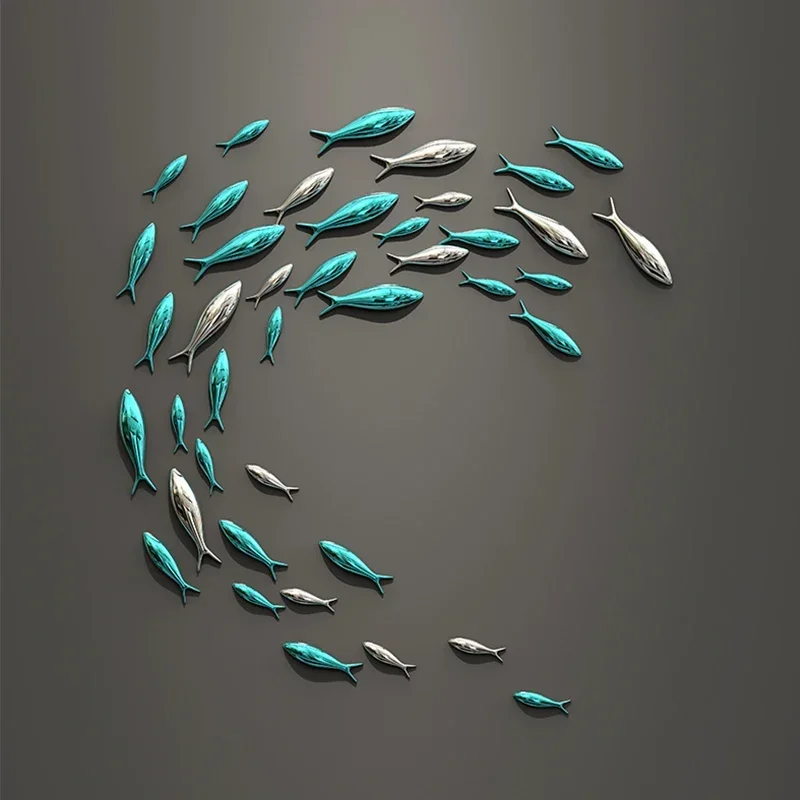 

Creative Wall Decoration pendant 3D electroplating fish wall paste restaurant TV background wall fish wall decoration