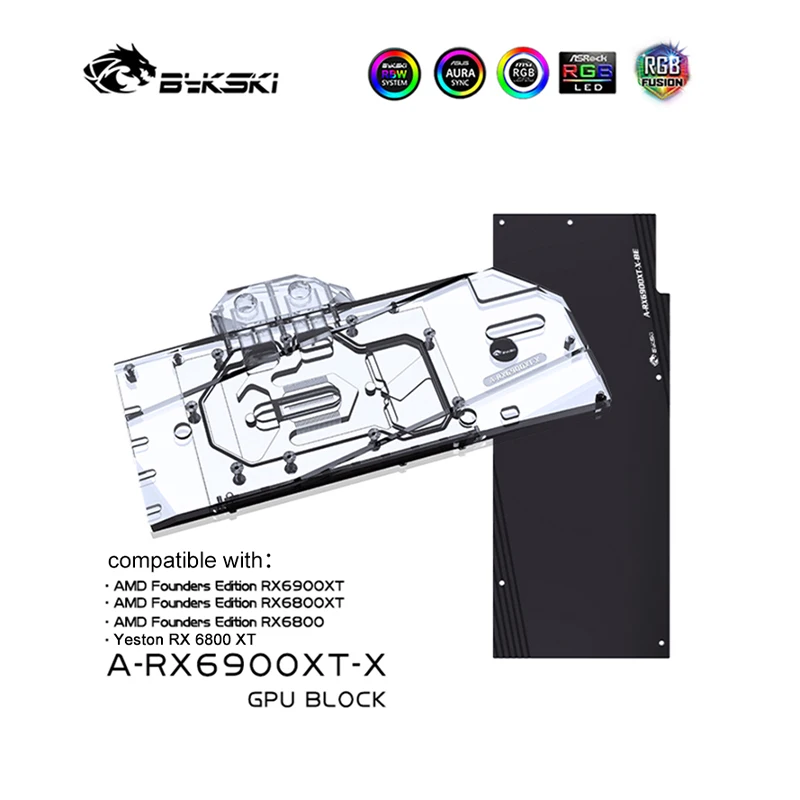 Blocco Acqua Gpu Bykski Per Amd Radeon Rx6900Xt 6800Xt Rdna 2 Scheda Grafica Copertura Completa Supporto Scheda Madre Controllo, A-Rx6900Xt-X