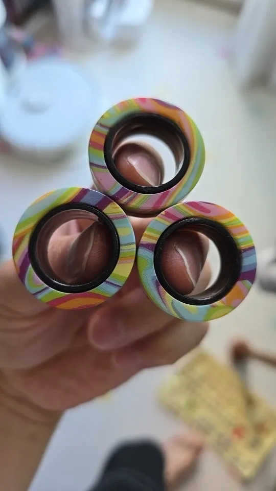 Magnetic Rings Fidget Toy Set Adult Fidget Magnets Spinner Rings Fidget Pack Great Gift for Adults Teens Kids (3PCS) photo review