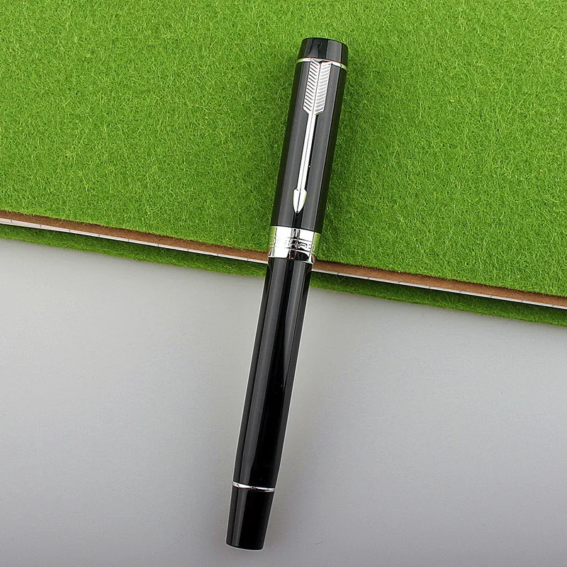 

High Quality Business JinHao 100 Acrylic Fountain Pen black Spin silver Arrow Fine 0.5mm Nib Calligraphy Office Supplies Pen