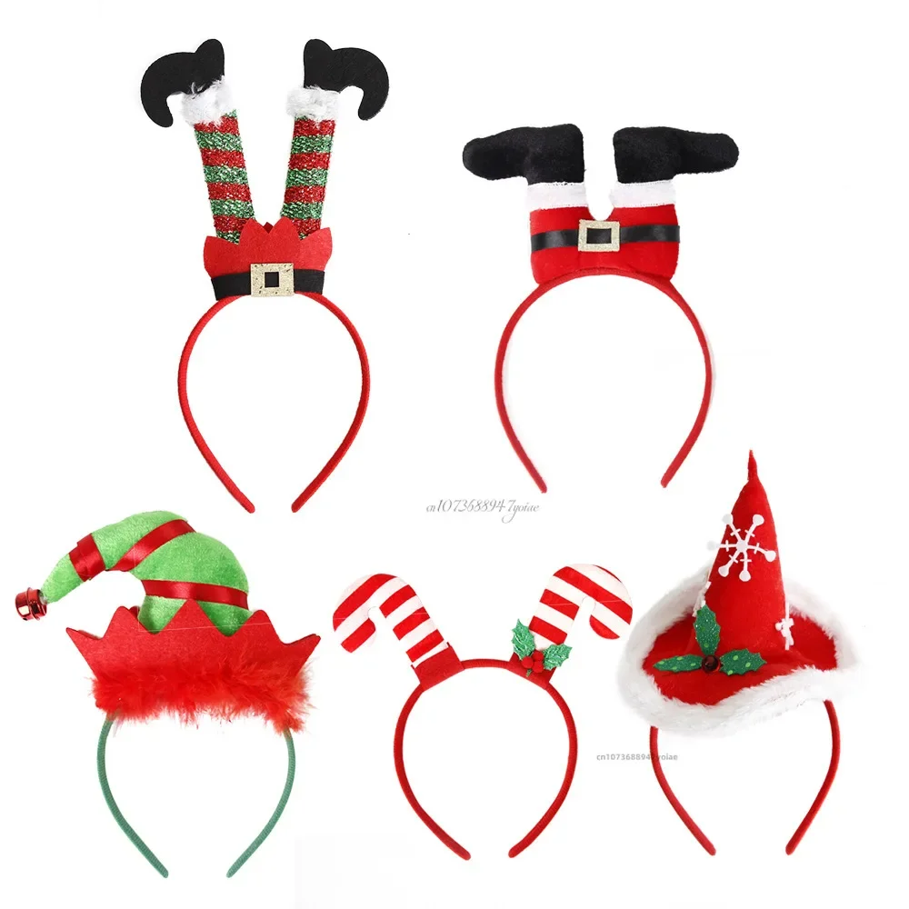 Christmas Headbands Xmas Head Topper Funny Santa Legs Hat Christmas Tree Hats Headpieces for Adults Kids New Year Party Supplies hair accessories hair headband