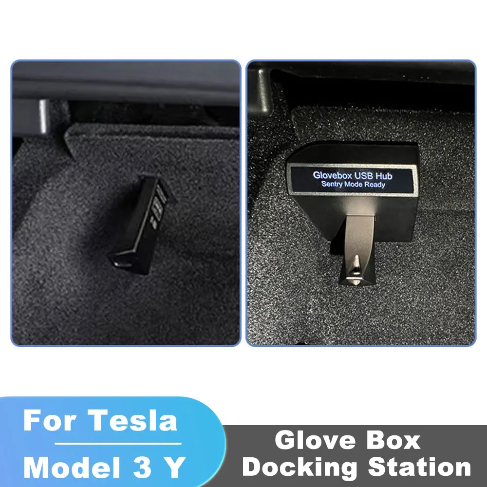 

For Tesla Model 3 Y Glove Box Docking Station Quick Charger 4 USB Shunt Hub 2.0 Adapter Powered Splitter Extension Data Transfer