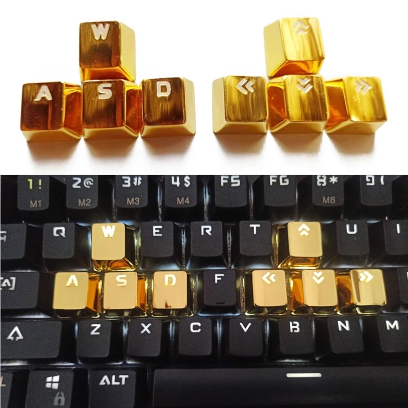 

Механические колпачки для клавиатуры WASD, 8 шт., прочный набор колпачков из цинкового сплава, профессиональный