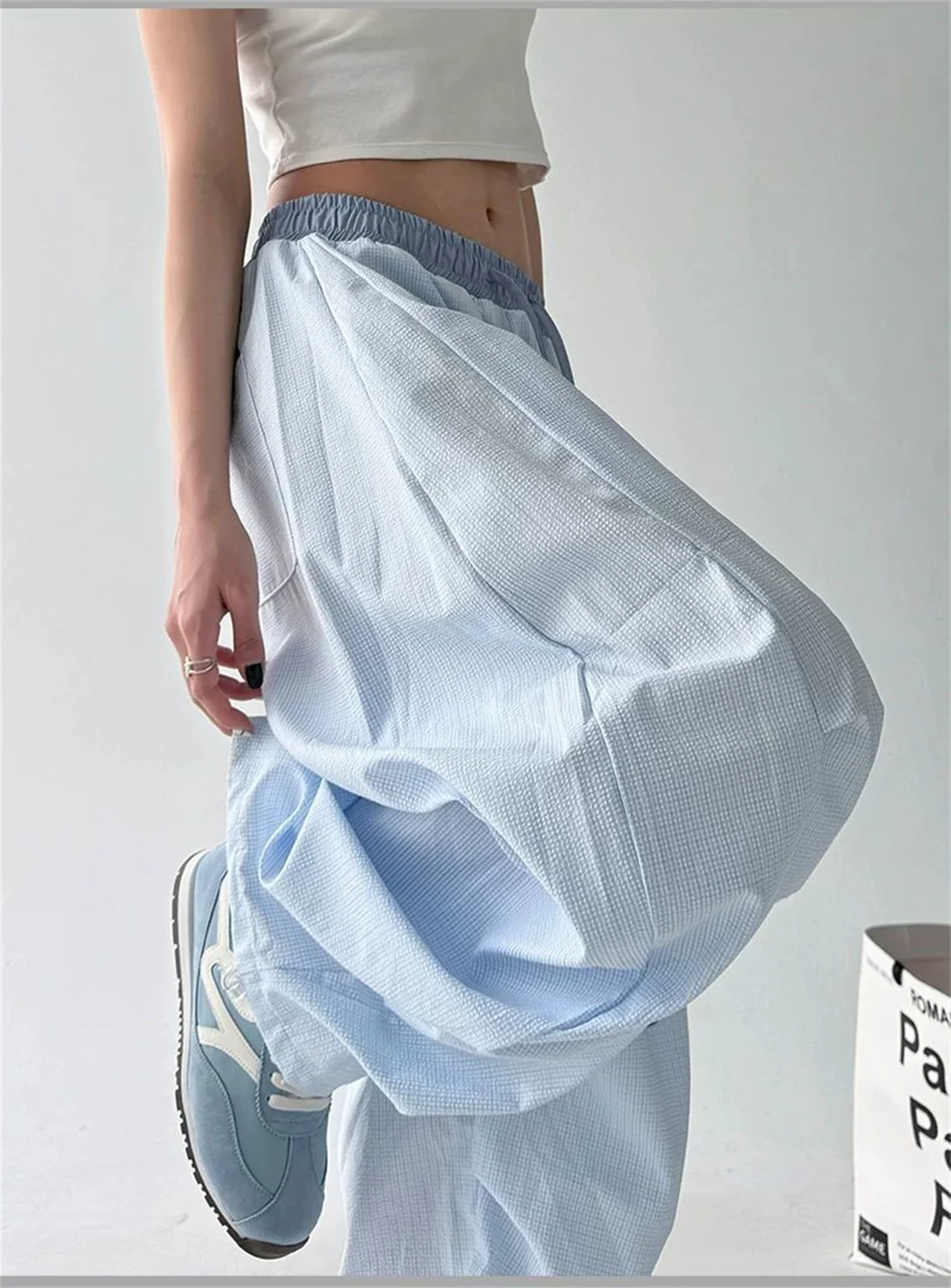 Y2K Striped Women Long Pants Summer Streetwear Loose Breathable Cargo Pants American Hip Hop Fashion Scimitar Trousers New