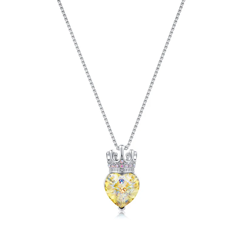 New Cute Crown Silver Color Pendant Necklace Heart Genuine Crystals From  Austria Kids Jewelry For Girls Women Birthday Christmas - Necklace -  AliExpress