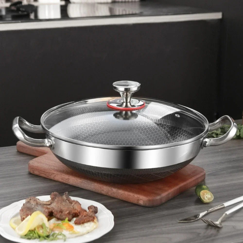 316 Stainless Steel Luxury Frying Pan, Non-stick Honeycomb Pot