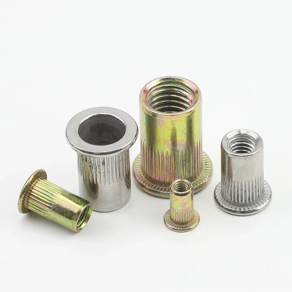 JUIDINTO 2-30pcs Blind Rivet Nut Stainless Steel Rivnut M3 M4 M5 M6 M8 M10 M12 Zinc Plated Threaded Inserts for Housings Panels rivet nut