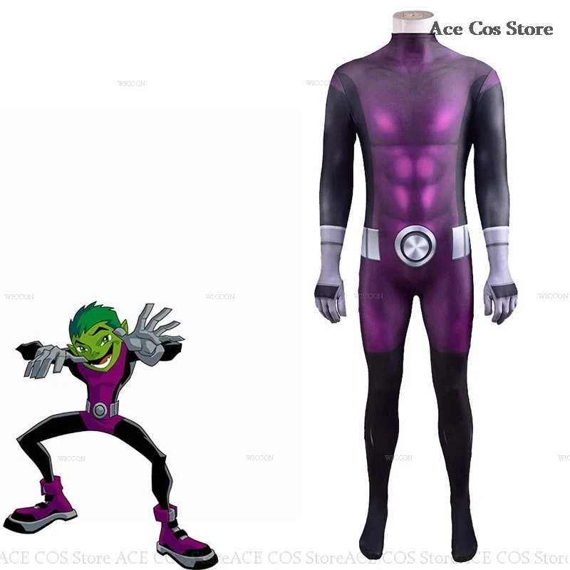 thumbnail image 1 of Adultos Niños Adolescentes Juego Titanes Bestia Cómic Logan Niño Cosplay Mono Traje Disfraz Halloween Uniforme Peluca Juego de rol Chico Cos Bestia, 1 of 4