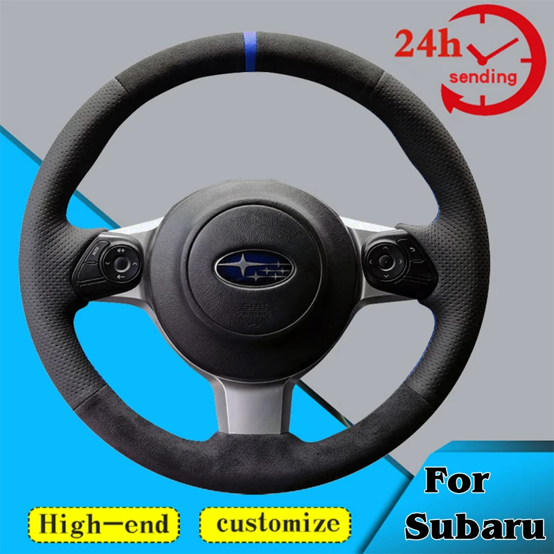 Benutzer definierte weiche Wildleder Echt leder Auto Lenkrad Geflecht Abdeckung 2016 fit für Subaru Brz 2015-2017 Auto Interieur Zubehör