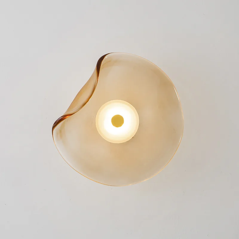 Simple LED glass wall lamp, modern Nordic bedroom living room board, irregular wall lamp, entrance lighting, home decoration