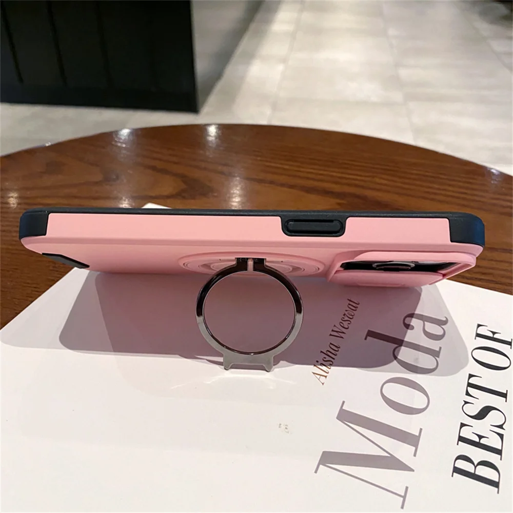 Bīdāmās kameras objektīva aizsardzība Rotējošs magnētisks statīva tālruņa korpuss iPhone 15 16 Pro Max 14 13 12 11 Bruņu triecienizturīgs vāciņš_voghion.com