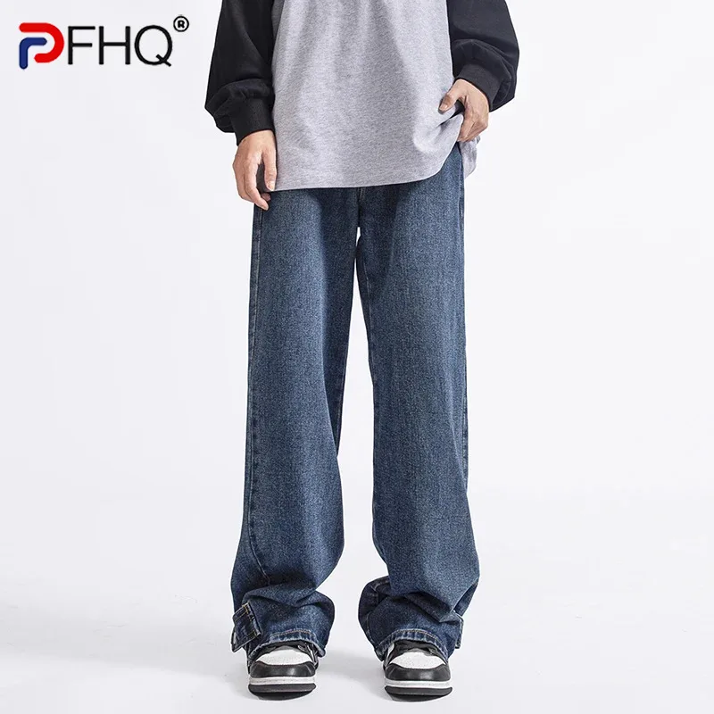 

PFHQ Men's Solid Color Jeans Fashion Loose Straight Simple Denim Pants Tide Wearproof Popular Youth Trousers Spring New 21Z4061