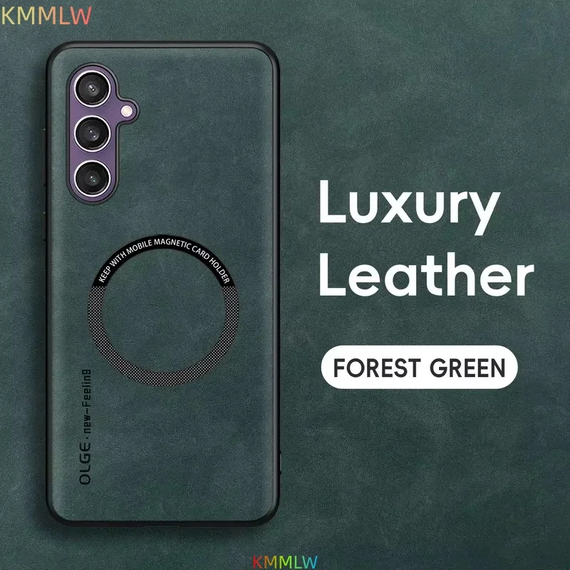 Luxury Leather Matte Phone Case with Car Magnetic Bracket Protector Cover