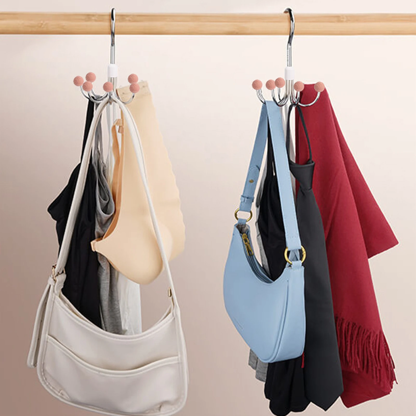 1pcs Six-claw Hook Creative 360 Degree Rotating Steel Hook for Bag Underwear Ties Closet Organizer for Dormitory Home 5