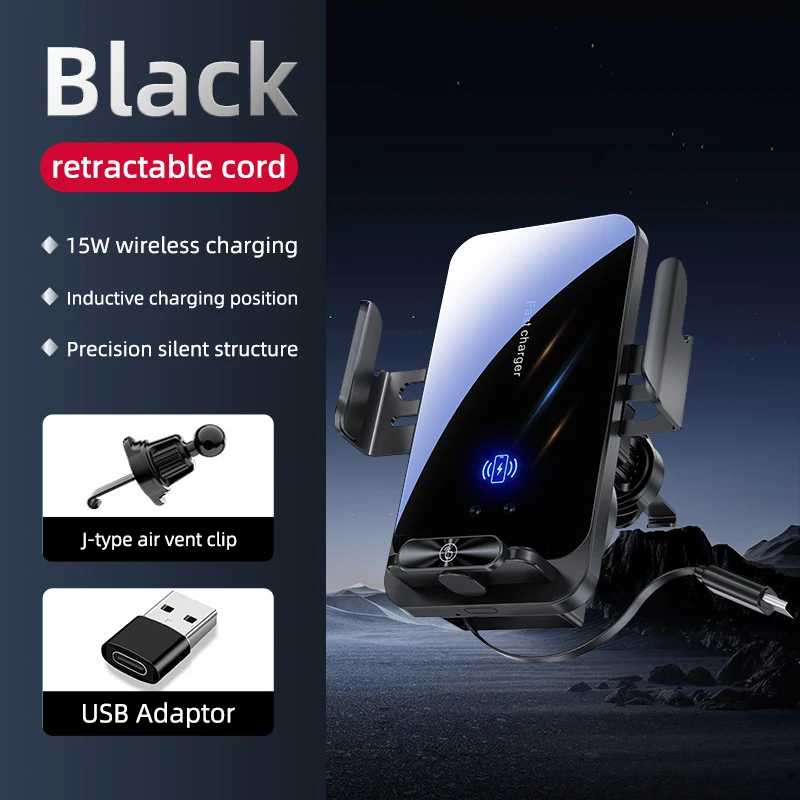 Carregador sem fio 66W estação de carregamento rápido para carro Auto-braçadeira com ventilação giratória Urso para iPhone Samsung Andriod telefone