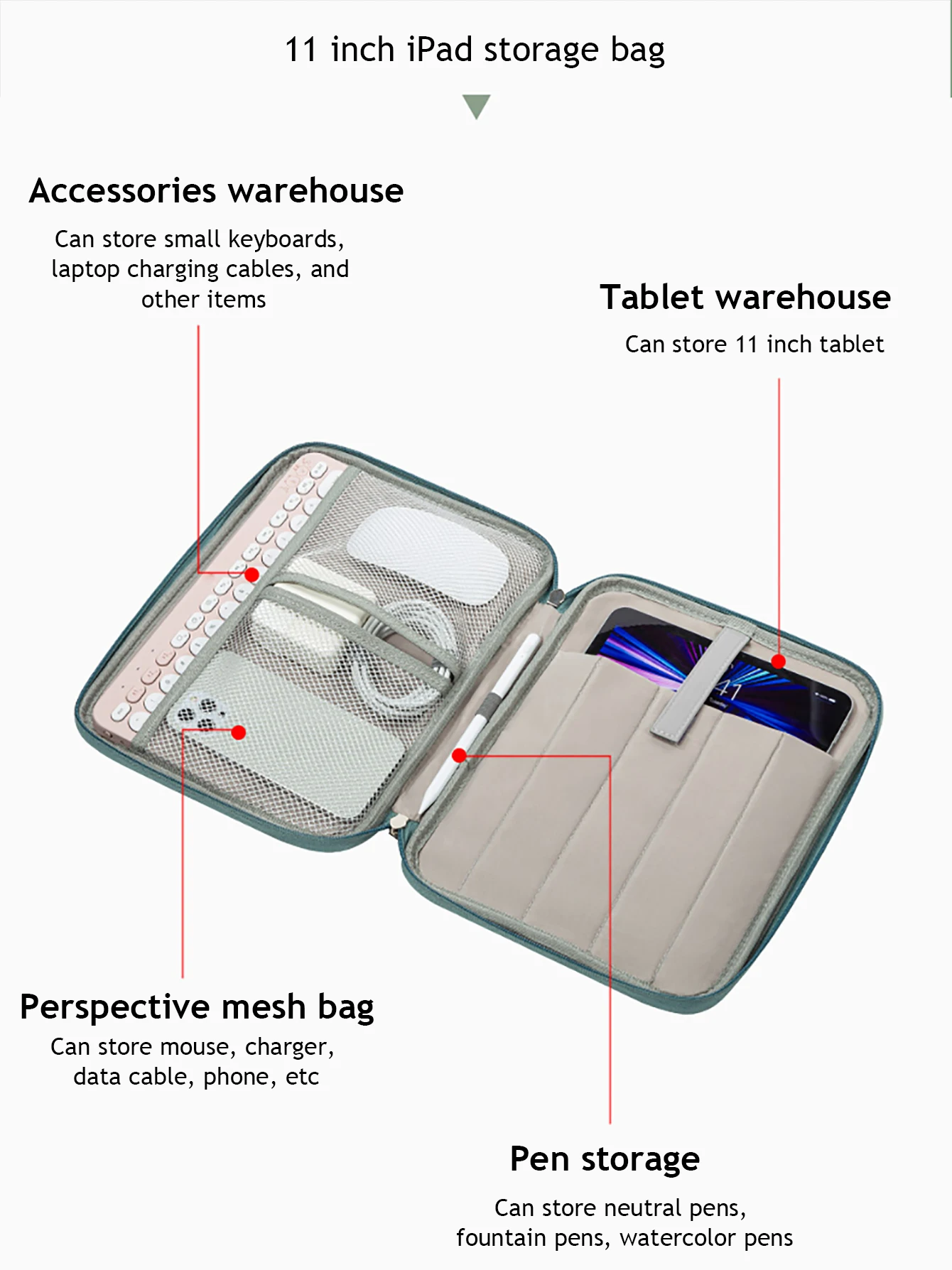 Compact Shockproof Tablet Sleeve Bag - Fits 9-13 Inch Devices