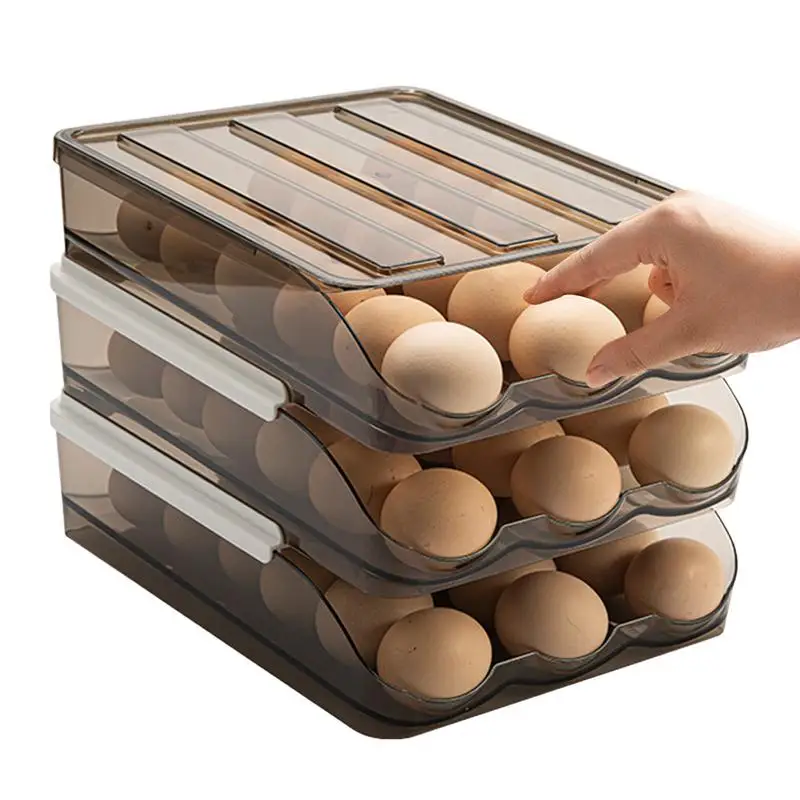 

Держатель для яиц для холодильника, автоматическая вращающаяся прозрачная коробка для хранения яиц, столешница для холодильника, контейнер для хранения, лотки для яиц