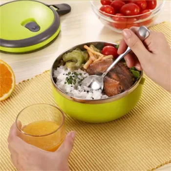 New Stainless Steel Insulated Safe Food Container Round Color Random 1-layer Portable 2