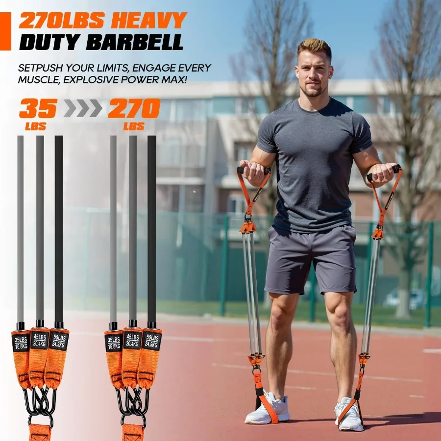 Pilates Bar Kit with Resistance Bands, Heavy Duty Pilates Equipment for Men, Training Bands with Handles for Legs, Hip, Back, Ar