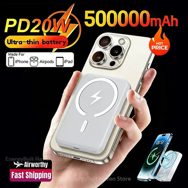 Nouveau 50000mAh batterie externe sans fil magnétique PD 22.5W charge rapide batterie externe Portable pour Magsafe pour iPhone Samsung 1