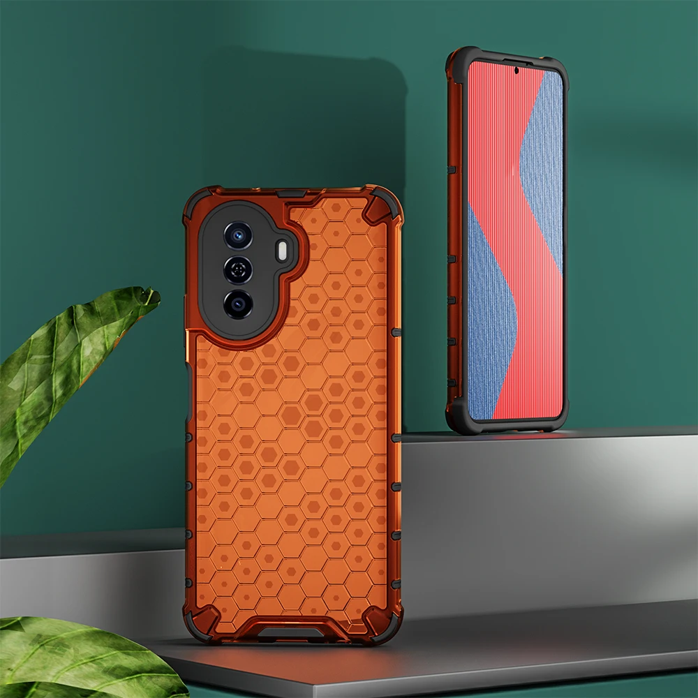 Shockproof Phone Case For Huawei Nova Y70 Transparent Honeycomb_voghion.com