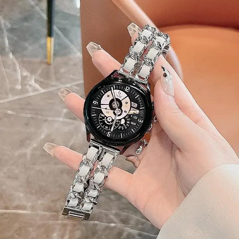 Premium Leather Metal Watch Band - Elegant Wristband Strap