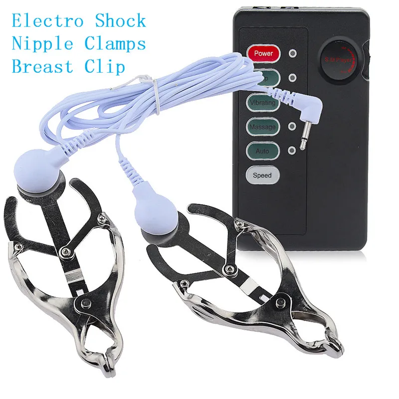 Sex Products Electric Shock Nipple Clamp Electro Stimulation Therapy 
