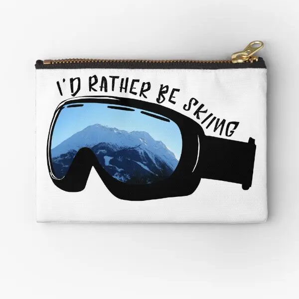 

I D Rather Be Skiing Goggles Zipper Pouches Money Pure Cosmetic Key Socks Men Bag Packaging Small Storage Women Coin Pocket