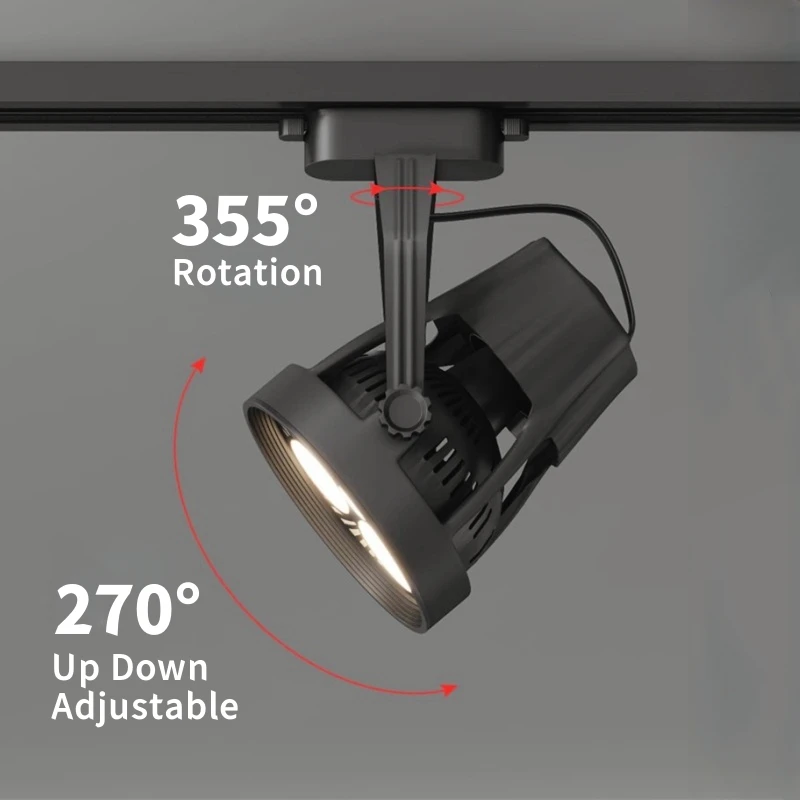 PAR30 LED E27 Track Light Bracket Base 2-Wires Rail Ceiling Lamps Holder Clothing Store Living Room Replaceable Spotlight Socket 4