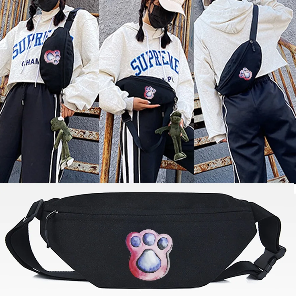 

Waist Bags Outdoor Sports Chest Bag Small Running Fanny Pack Pink Bear Paw Printing Crossbody Shoulder Pack Sundries Money Bags