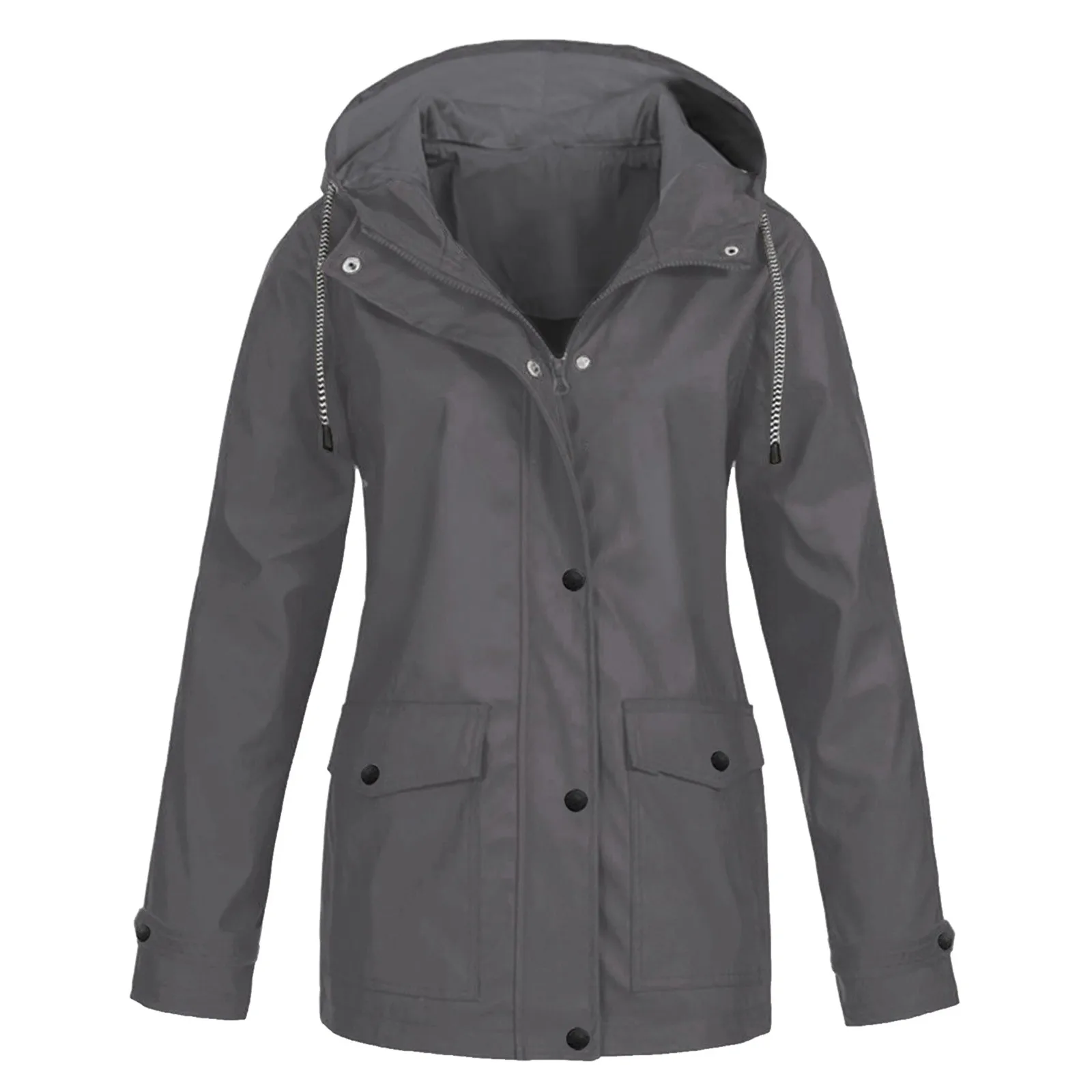 Women Windbreaker Hooded Jacket Trendy Female Autumn Zipper Long Hiking Climbing Cycling Jacket Coat Women's Outwear Plus Size
