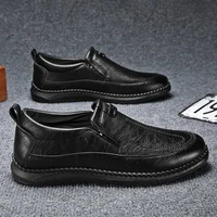 Casual Men's Shoes Spring Business Casual Leather Shoes Men's Black Anti-slip Soft Bottom Trendy Work Versatile Sneakers